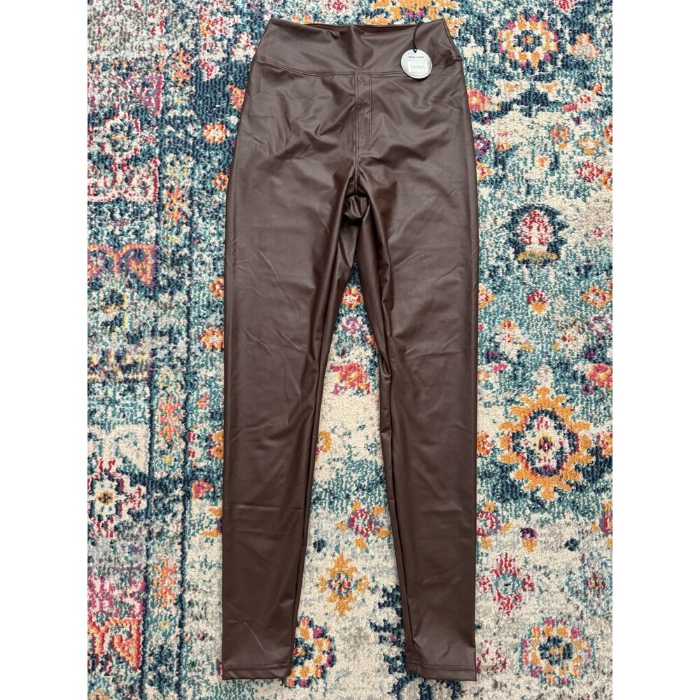 NEW Offline by Aerie Real Luxe Brown Faux Leather High Rise Legging Size M